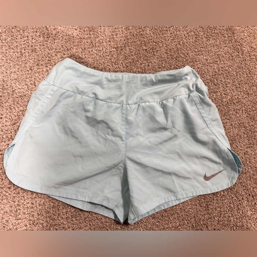 Nike Light Blue High Waisted Dry Fit Shorts - Picture 2 of 7